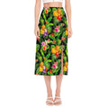 Tropical Hawaiian Fruits Pattern Print Side Slit Midi Skirt