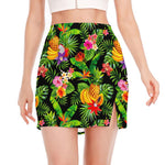 Tropical Hawaiian Fruits Pattern Print Side Slit Mini Skirt