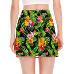 Tropical Hawaiian Fruits Pattern Print Side Slit Mini Skirt