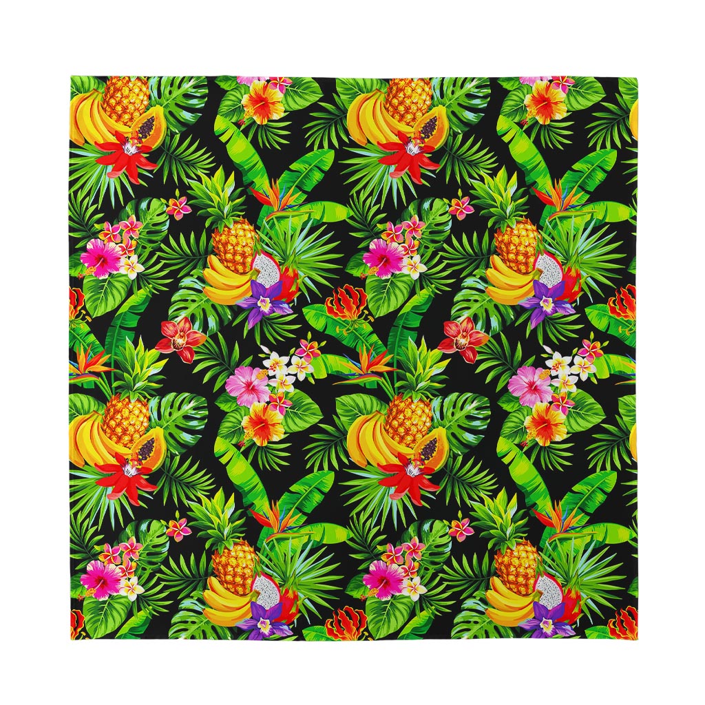 Tropical Hawaiian Fruits Pattern Print Silk Bandana