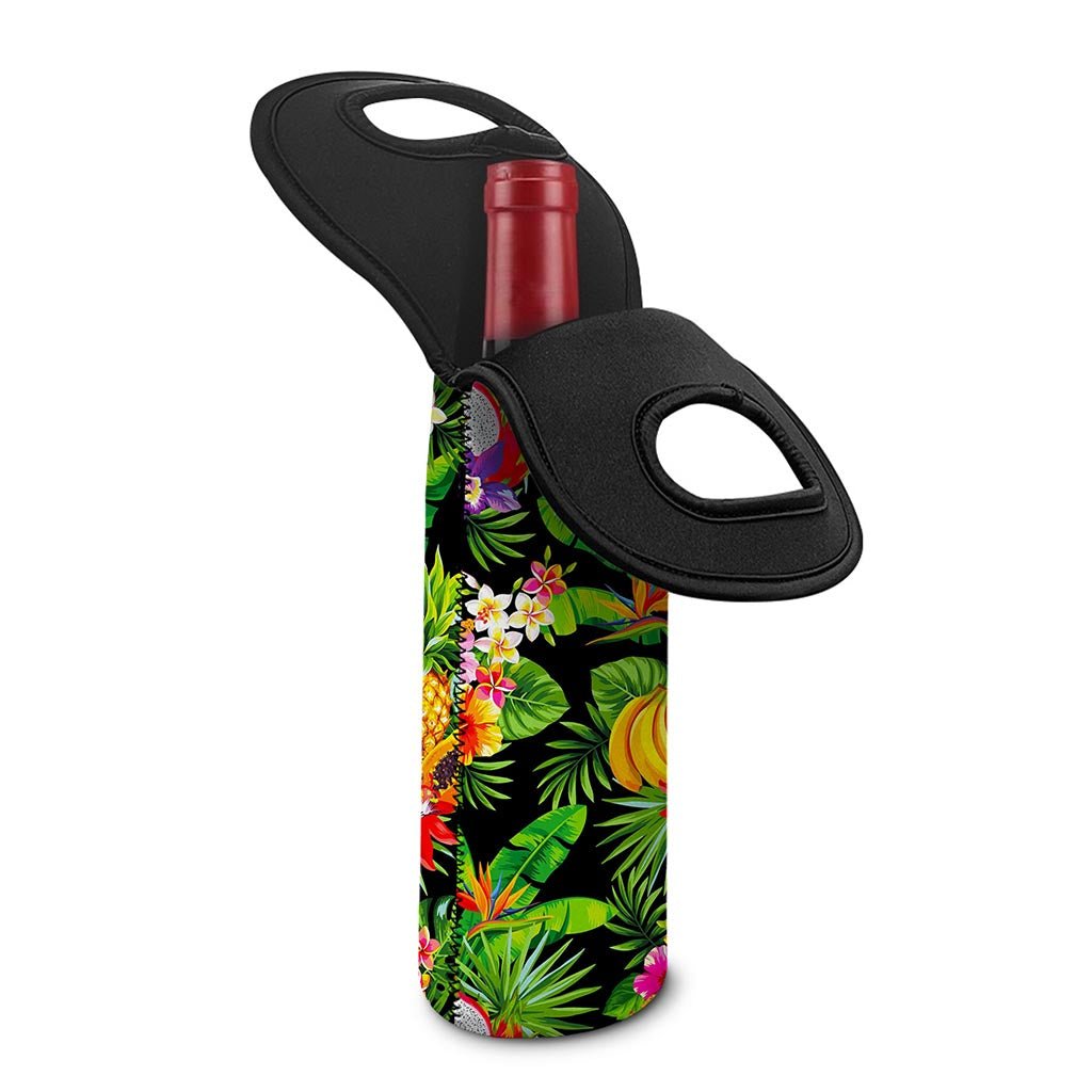 Tropical Hawaiian Fruits Pattern Print Single Neoprene Wine Tote