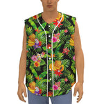 Tropical Hawaiian Fruits Pattern Print Sleeveless Baseball Jersey