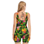 Tropical Hawaiian Fruits Pattern Print Sleeveless One Piece Swimsuit