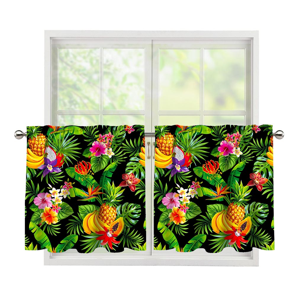 Tropical Hawaiian Fruits Pattern Print Tier Curtains