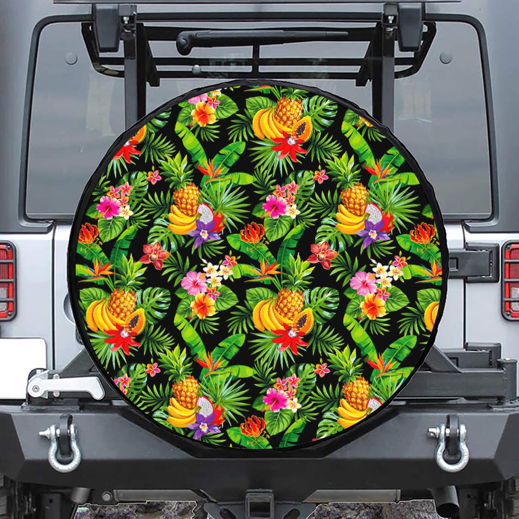 Tropical Hawaiian Fruits Pattern Print Tire Cover