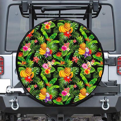Tropical Hawaiian Fruits Pattern Print Tire Cover