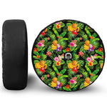 Tropical Hawaiian Fruits Pattern Print Tire Cover With Camera Hole