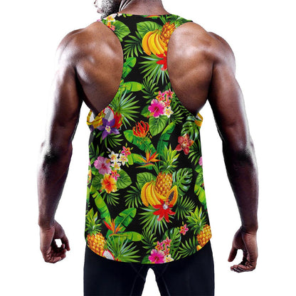 Tropical Hawaiian Fruits Pattern Print Training Tank Top
