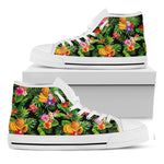 Tropical Hawaiian Fruits Pattern Print White High Top Sneakers