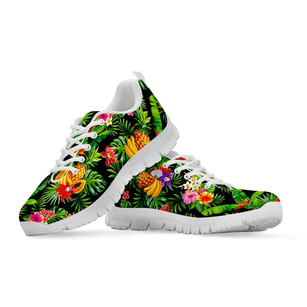 Tropical Hawaiian Fruits Pattern Print White Running Shoes