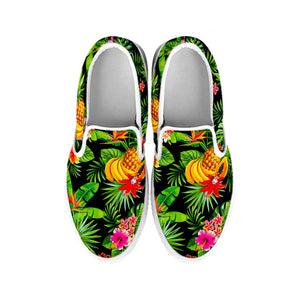 Tropical Hawaiian Fruits Pattern Print White Slip On Sneakers