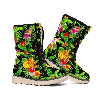 Tropical Hawaiian Fruits Pattern Print Winter Boots