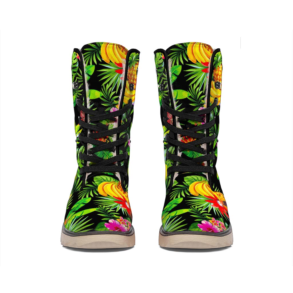 Tropical Hawaiian Fruits Pattern Print Winter Boots