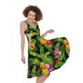 Tropical Hawaiian Fruits Pattern Print Sleeveless Knee Length Dress