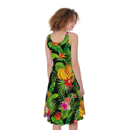 Tropical Hawaiian Fruits Pattern Print Women's Sleeveless Dress
