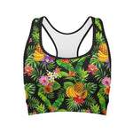 Tropical Hawaiian Fruits Pattern Print Women's Sports Bra