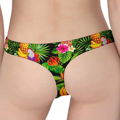 Tropical Hawaiian Fruits Pattern Print Women's Thong