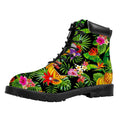 Tropical Hawaiian Fruits Pattern Print Padded Collar Lace Up Boots