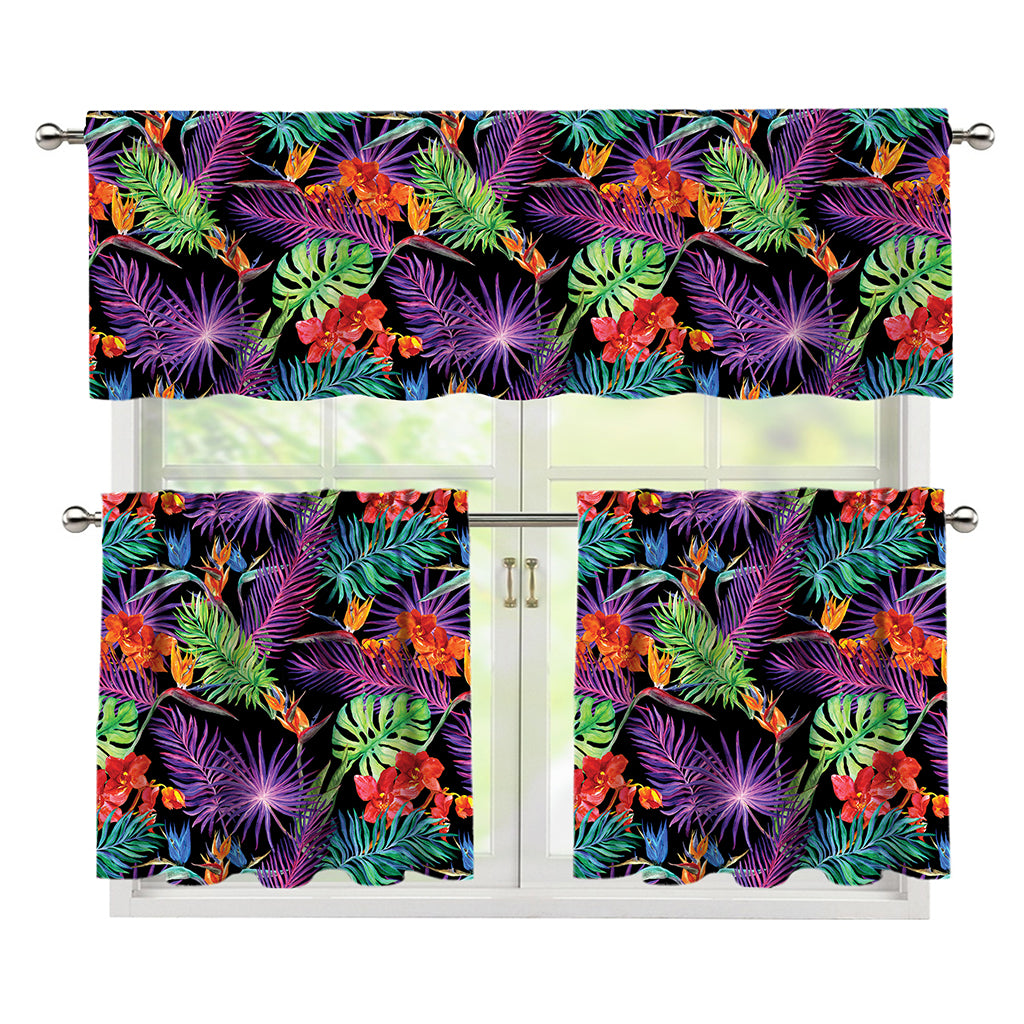 Tropical Hawaiian Jungle Print 3 Piece Kitchen Curtains