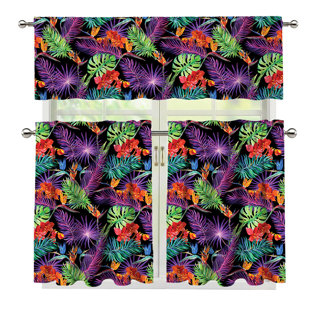 Tropical Hawaiian Jungle Print 3 Piece Kitchen Curtains