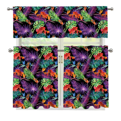 Tropical Hawaiian Jungle Print 3 Piece Kitchen Curtains