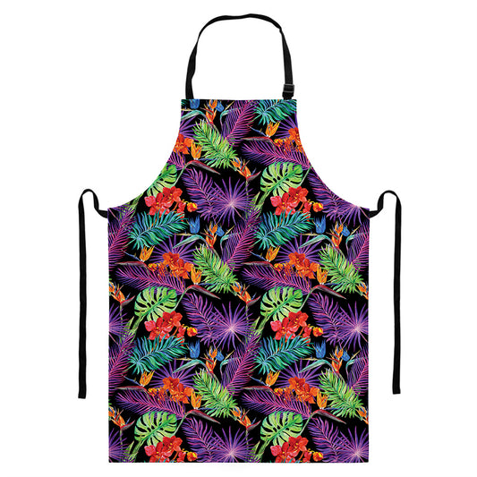 Tropical Hawaiian Jungle Print Bib Apron With Pocket