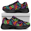 Tropical Hawaiian Jungle Print Black Chunky Shoes