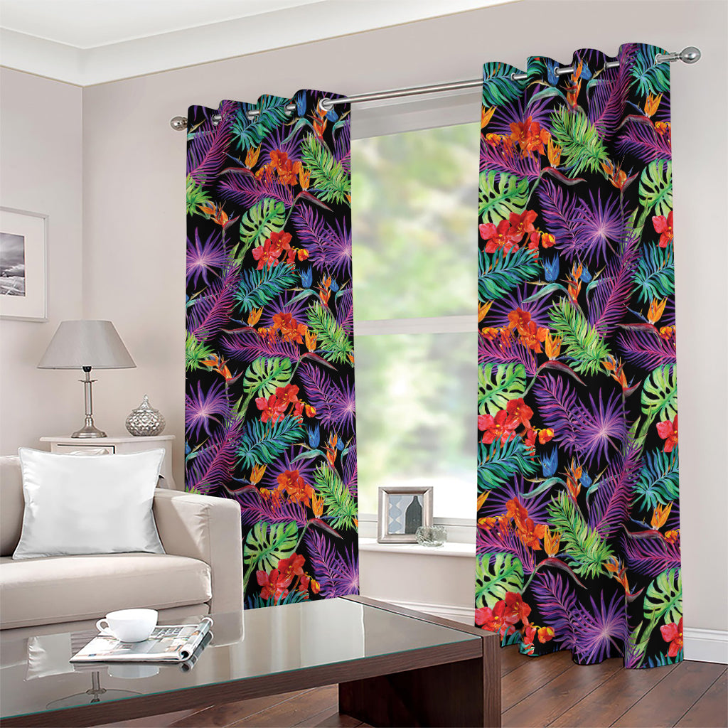 Tropical Hawaiian Jungle Print Blackout Grommet Curtains