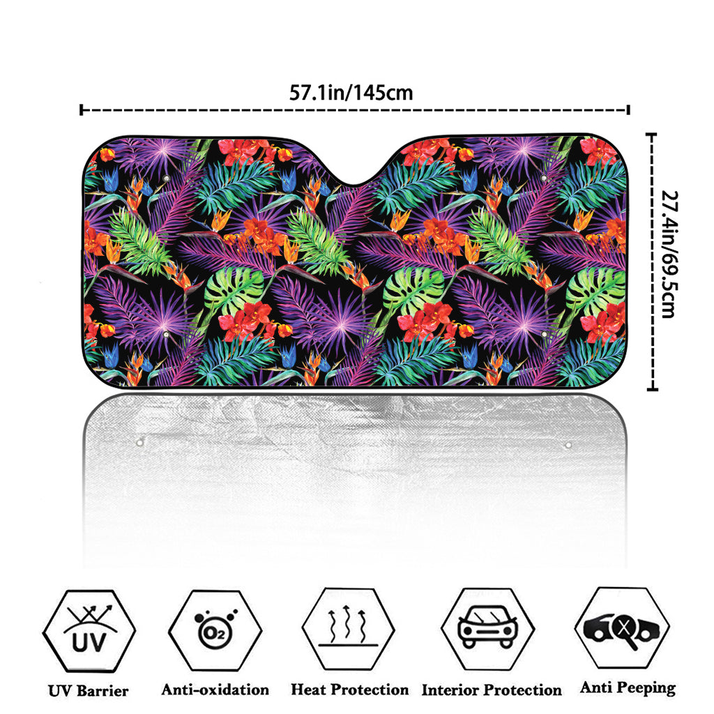 Tropical Hawaiian Jungle Print Car Windshield Sun Shade