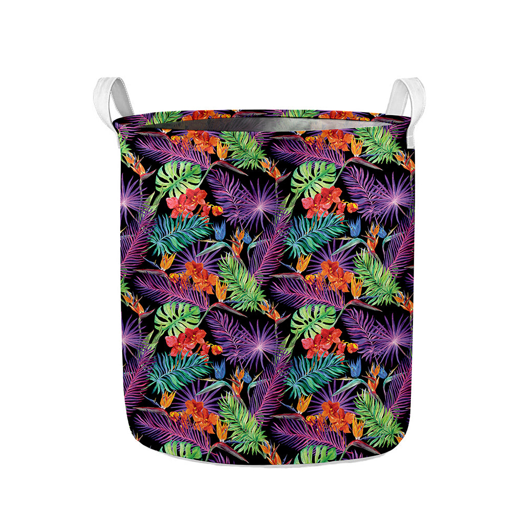 Tropical Hawaiian Jungle Print Collapsible Laundry Basket
