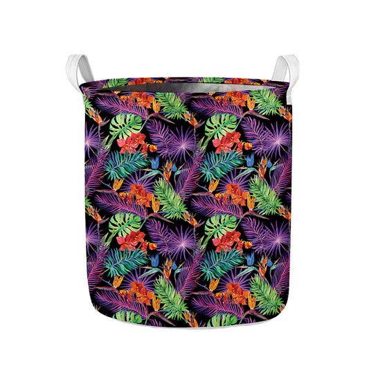 Tropical Hawaiian Jungle Print Collapsible Laundry Basket