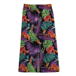 Tropical Hawaiian Jungle Print Cotton Front Slit Maxi Skirt