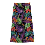 Tropical Hawaiian Jungle Print Cotton Front Slit Maxi Skirt