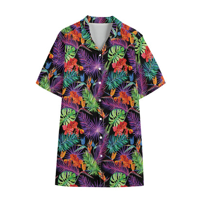Tropical Hawaiian Jungle Print Cotton Hawaiian Shirt
