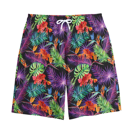 Tropical Hawaiian Jungle Print Cotton Shorts