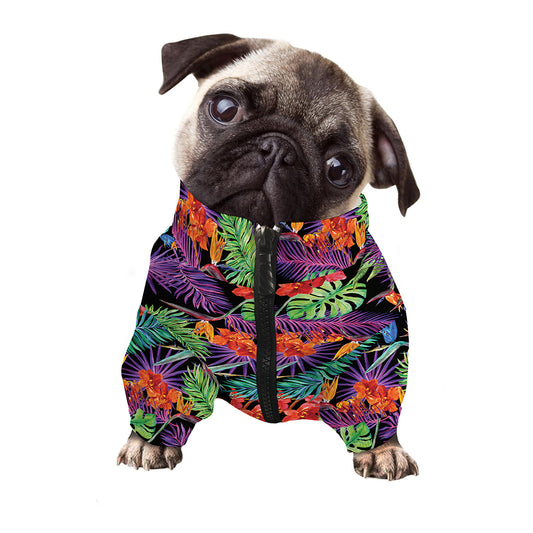 Tropical Hawaiian Jungle Print Dog Zip Up Jacket