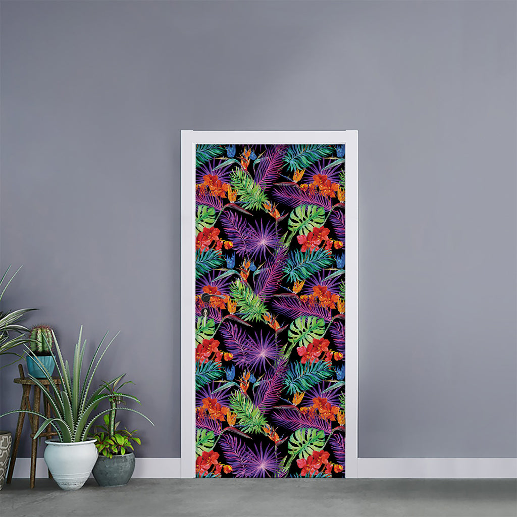 Tropical Hawaiian Jungle Print Door Sticker
