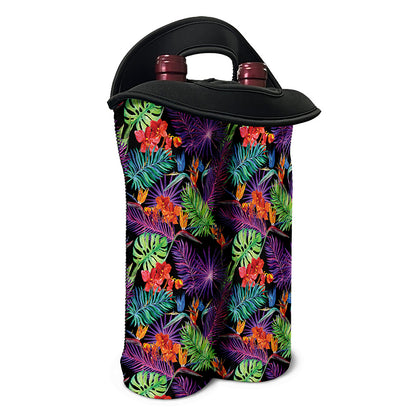 Tropical Hawaiian Jungle Print Double Neoprene Wine Tote
