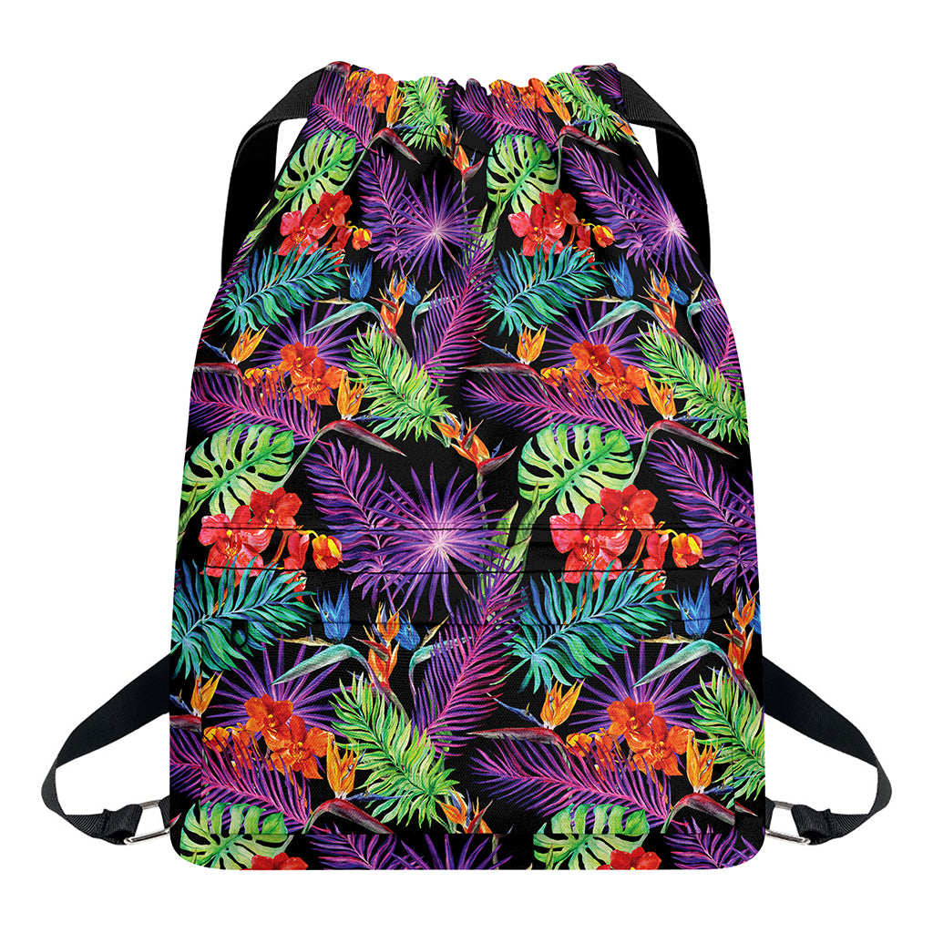 Tropical Hawaiian Jungle Print Drawstring Backpack