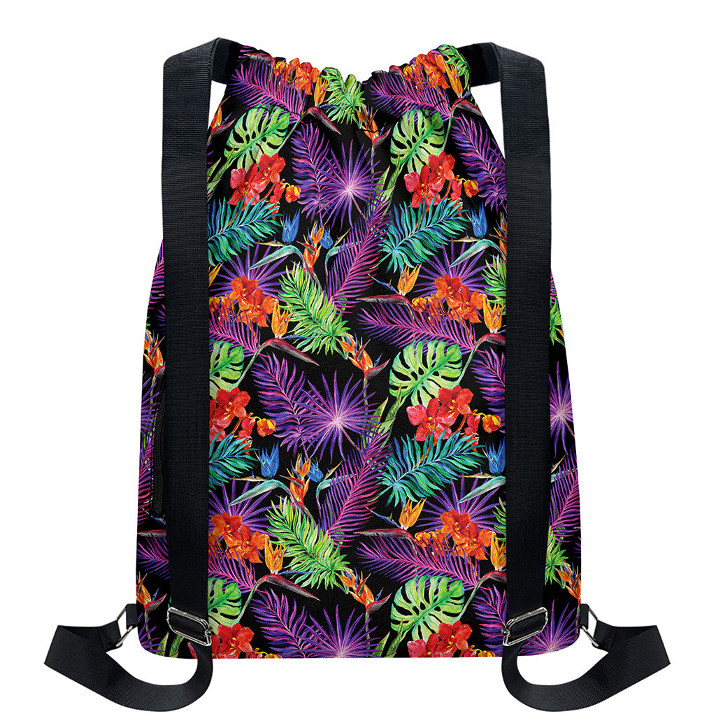 Tropical Hawaiian Jungle Print Drawstring Backpack