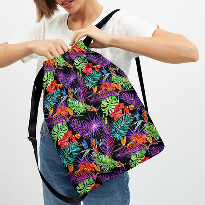 Tropical Hawaiian Jungle Print Drawstring Backpack