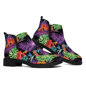 Tropical Hawaiian Jungle Print Flat Ankle Boots