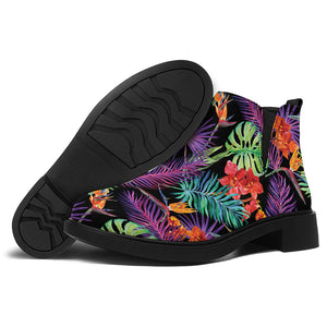 Tropical Hawaiian Jungle Print Flat Ankle Boots