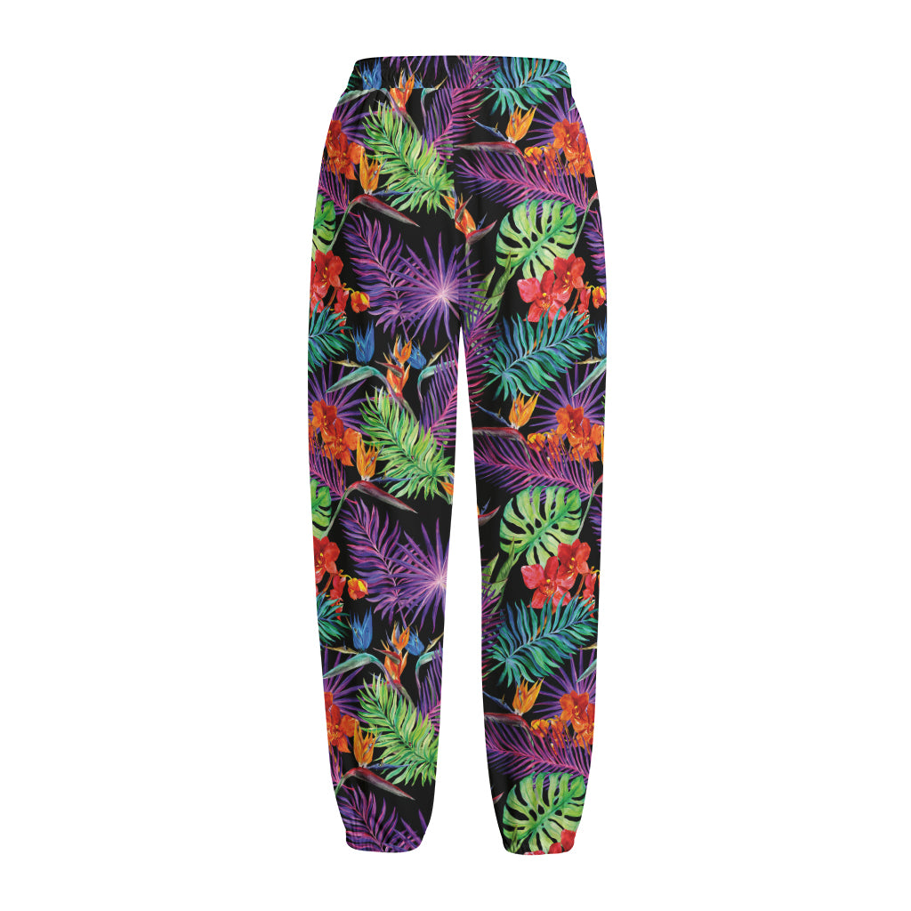Tropical Hawaiian Jungle Print Fleece Lined Knit Pants