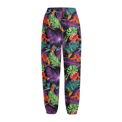 Tropical Hawaiian Jungle Print Fleece Lined Knit Pants