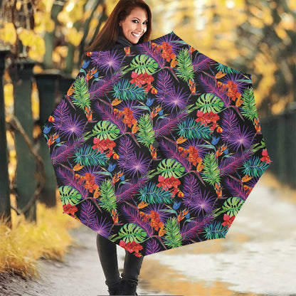 Tropical Hawaiian Jungle Print Foldable Umbrella