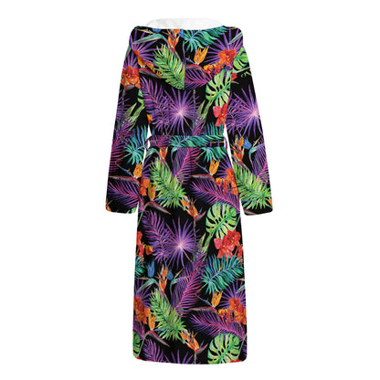 Tropical Hawaiian Jungle Print Hooded Bathrobe