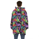 Tropical Hawaiian Jungle Print Hoodie Blanket