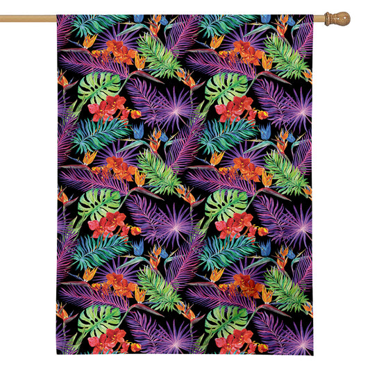 Tropical Hawaiian Jungle Print House Flag
