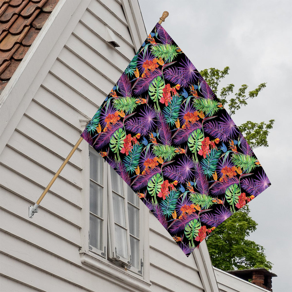 Tropical Hawaiian Jungle Print House Flag